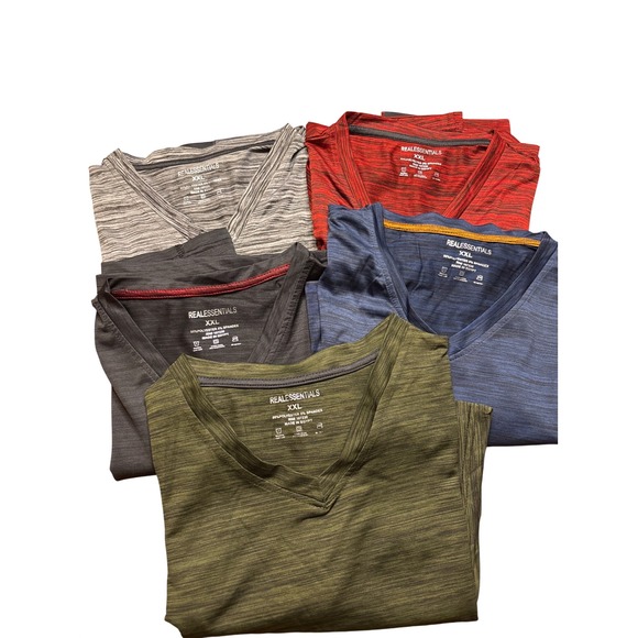 Real Essentials Other - Real Essentials Mens 5-Pack V-Neck Active T-Shirts XXL Heathered Space Dye Multi